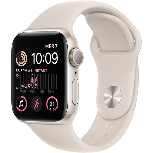 Apple - APPLE Watch SE 2 GPS 40 mm avec Bracelet Sport Starlight Blanc Apple - Bonnes affaires Objets connectés
