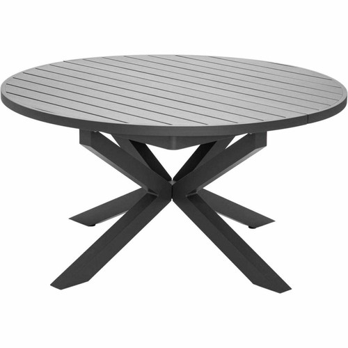 Jardiline - Table de jardin ronde en aluminium gris avec allonge papillon Palma - Jardiline Jardiline - Tables de jardin