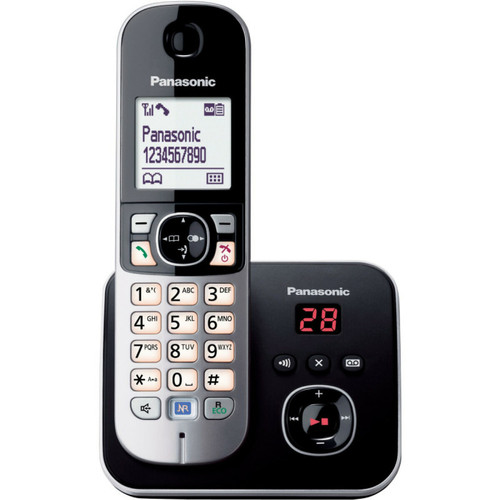 Panasonic - Téléphone sans fil dect noir/silver avec répondeur - kx-tg6821 - PANASONIC Panasonic  - Téléphone fixe-répondeur