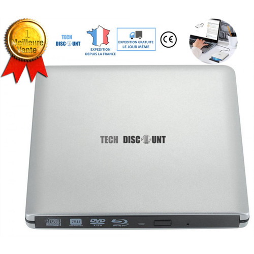 Tech Discount - TD® lecteur/graveur optique cd et dvd-rw externe blu-ray Drive USB 3.0 Externe Portable Disque ordinateur Compatible Windows Mac Tech Discount  - Equipement DJ